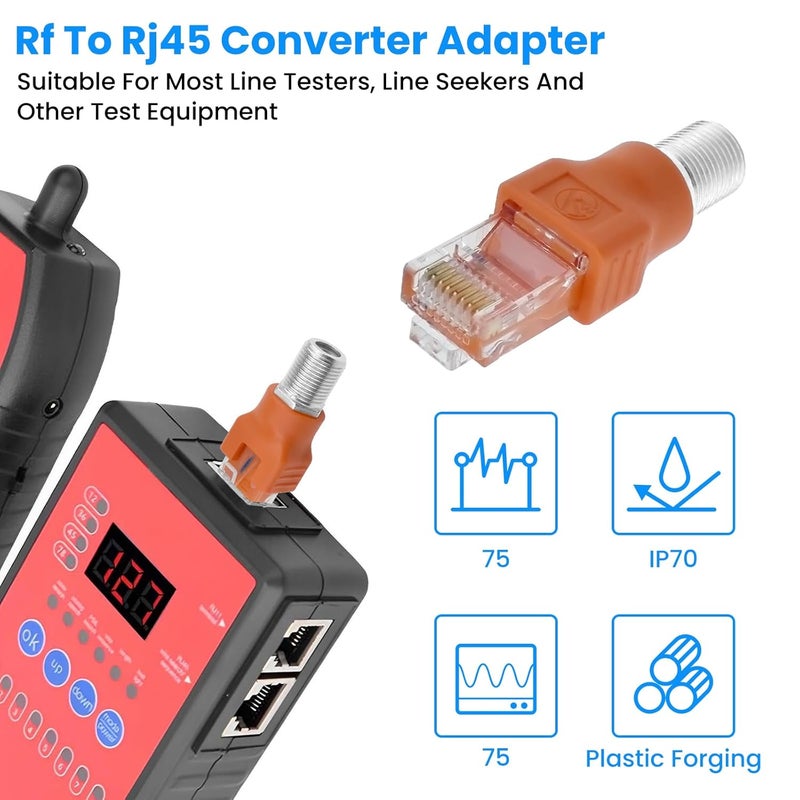 ZDRU 4PCS F-Type Female to RJ45 Male Coaxial Converter Ethernet Adapter, Coax Straight Connector for Cable Line Tester Monitor Digital Signal Compatible, Orange - Image 4